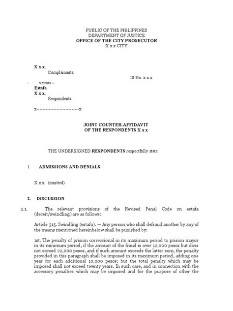 Estafa case under Philippine law .